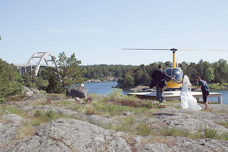 brudpar helikopter Stockholm