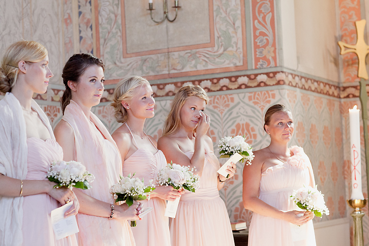 bridesmaid crying at wedding Stockholm, Sweden